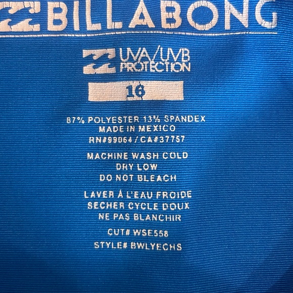 Lot of 2 Billabong Rash-guards Size 16/ UVA/UVB - Picture 6 of 11